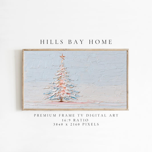 Neutral Christmas Tree Frame Tv Art, Digital Download Art for Frame Tv, Winter Tv Art, Christmas Tv Art, Painting Frame Tv Art