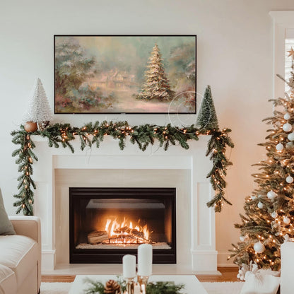 Christmas Tree Frame Tv Art, Digital Download Art for Frame Tv, Winter Tv Art, Christmas Tv Art, Painting Frame Tv Art