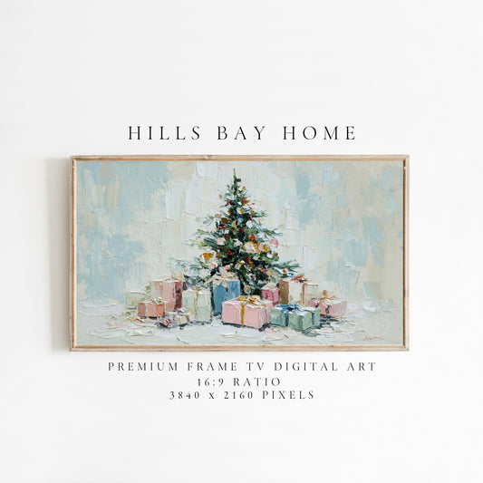 Christmas Tree with Presents Frame Tv Art, Digital Download Art for Frame Tv, Winter Tv Art, Christmas Tv Art, Painting Frame Tv Art