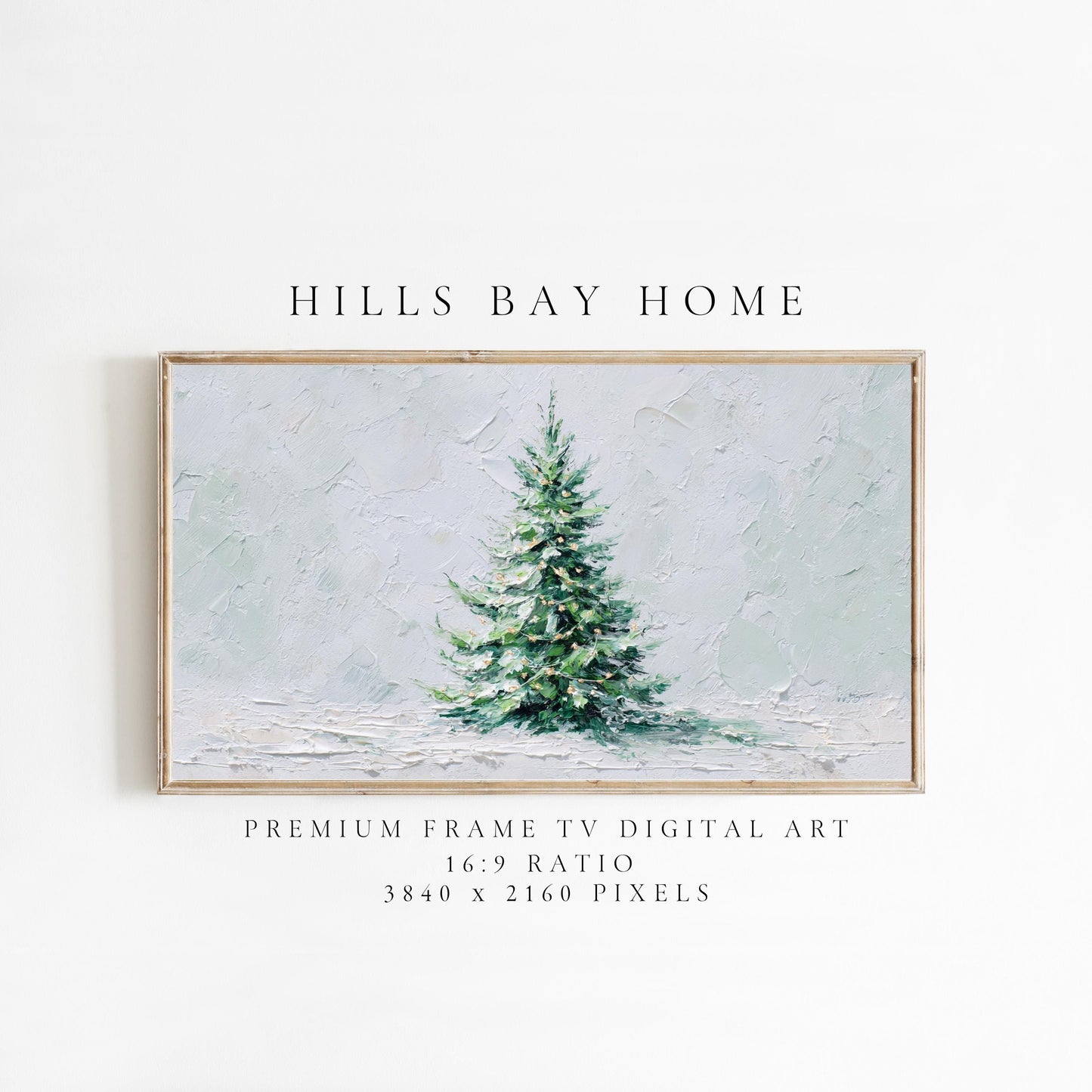 Snowy Christmas Tree Frame Tv Art, Digital Download Art for Frame Tv, Winter Tv Art, Christmas Tv Art, Painting Frame Tv Art