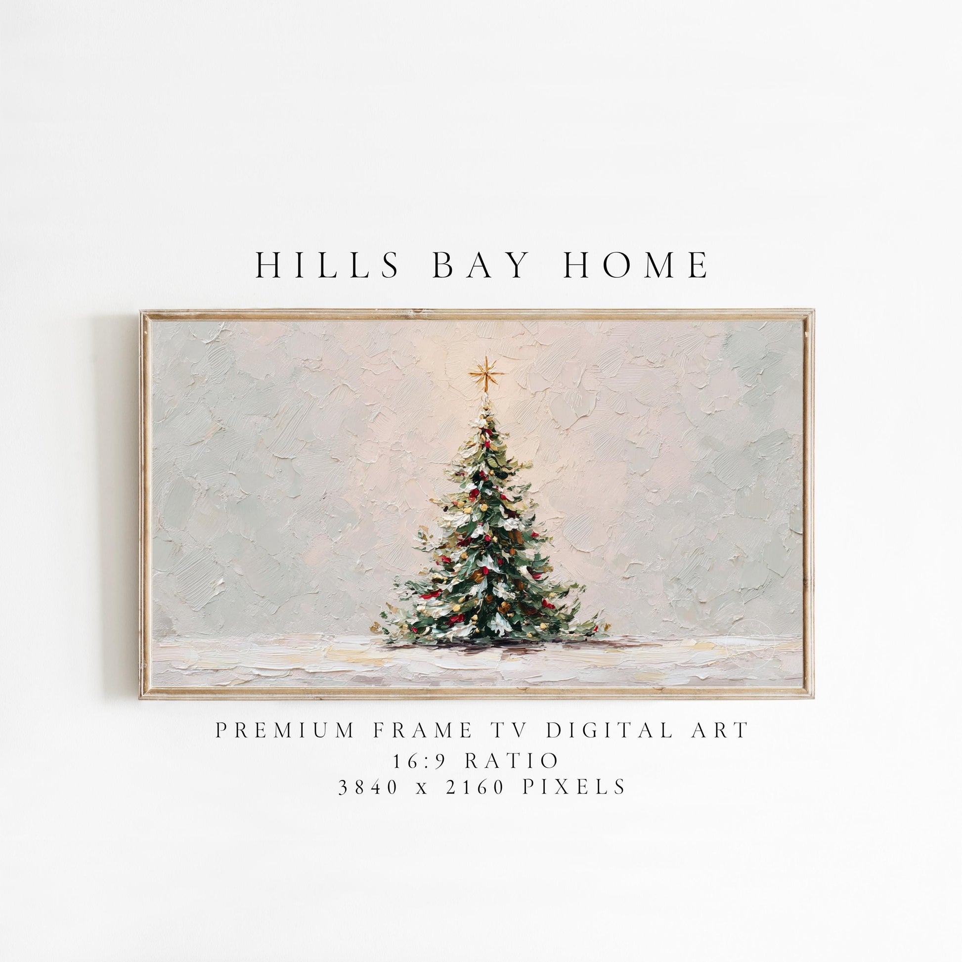 Snowy Christmas Tree Frame Tv Art, Digital Download Art for Frame Tv, Winter Tv Art, Christmas Tv Art, Painting Frame Tv Art