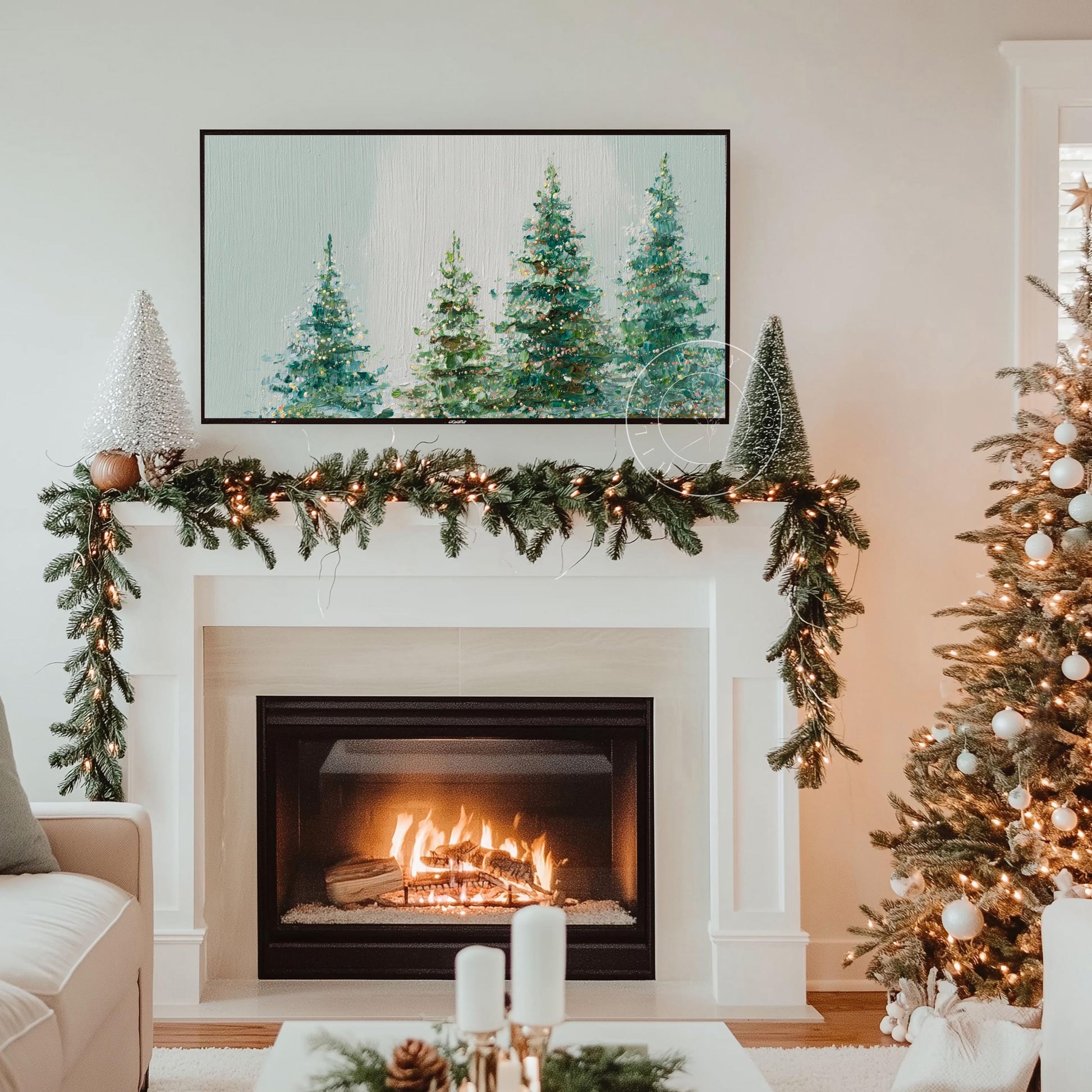 Christmas Tree Frame Tv Art, Digital Download Art for Frame Tv, Winter Tv Art, Christmas Tv Art, Painting Frame Tv Art