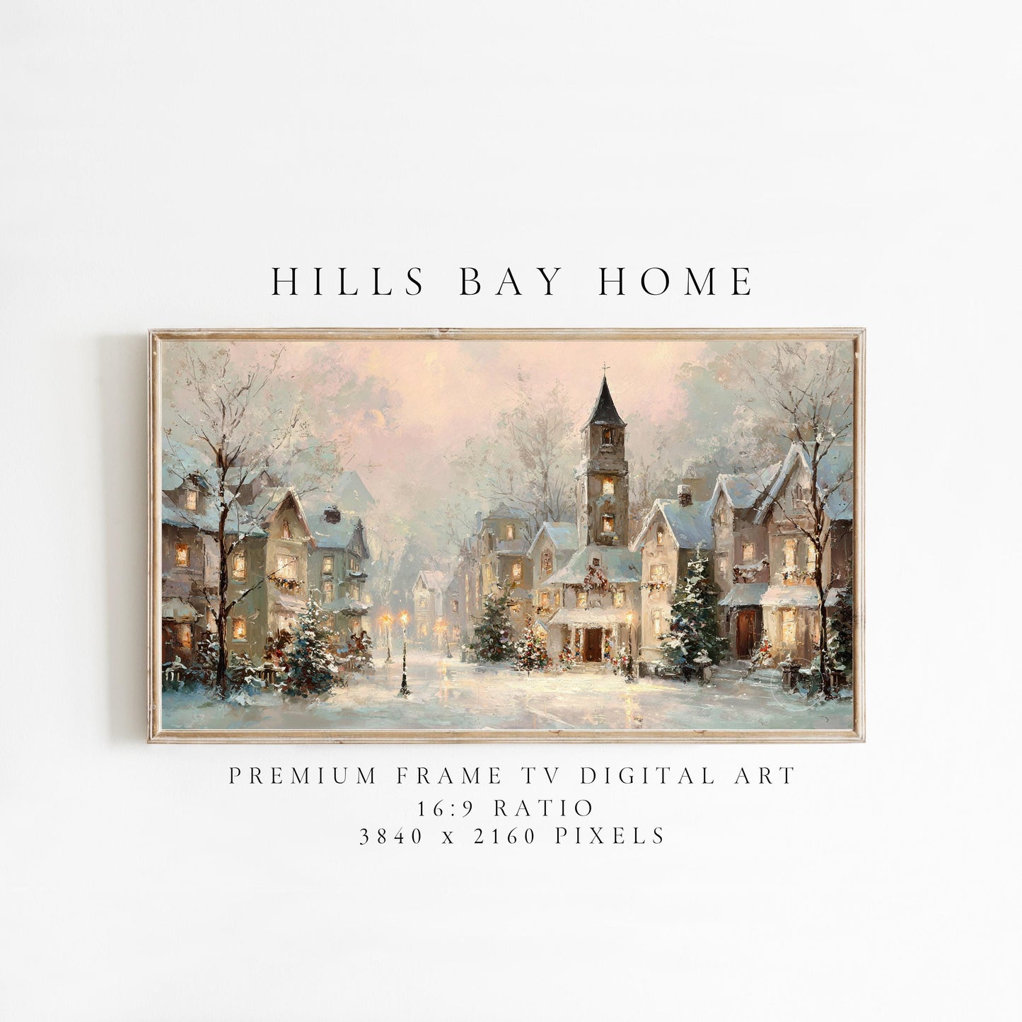 Christmas Village Landscape Frame Tv Art, Digital Download Art for Frame Tv, Winter Tv Art, Christmas Tv Art, Painting Frame Tv Art