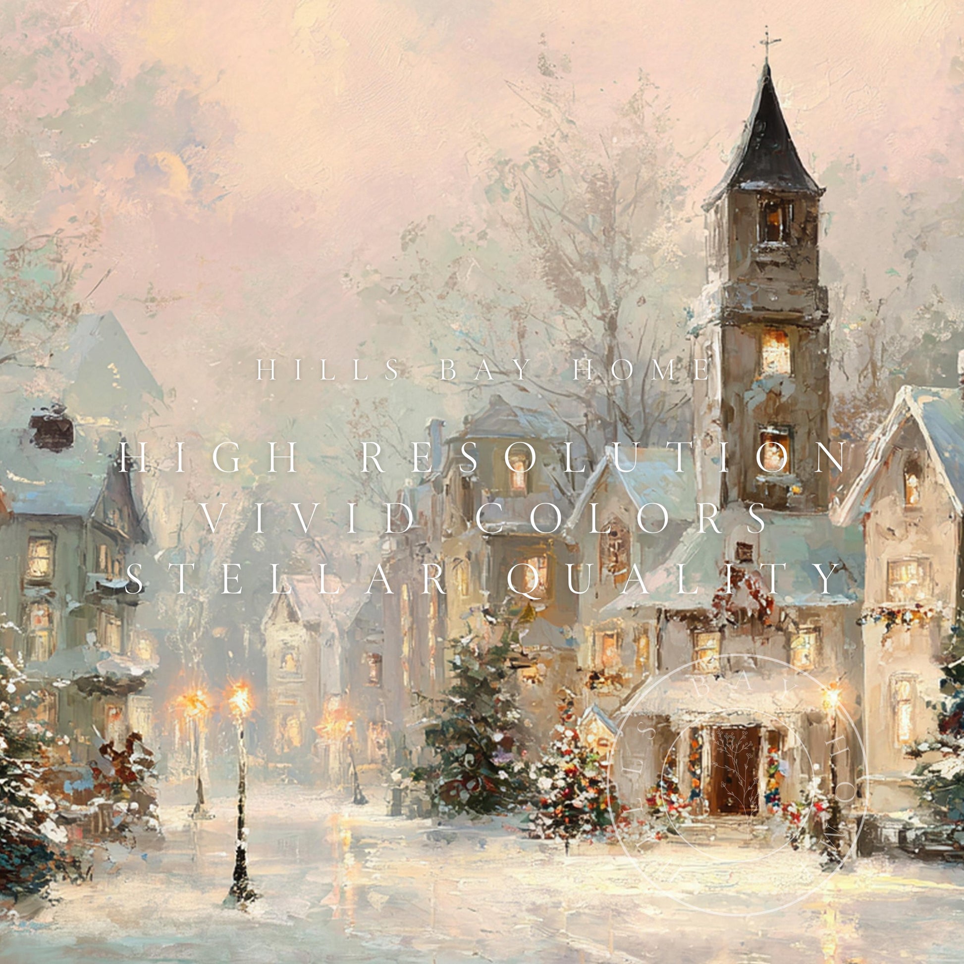 Christmas Village Landscape Frame Tv Art, Digital Download Art for Frame Tv, Winter Tv Art, Christmas Tv Art, Painting Frame Tv Art