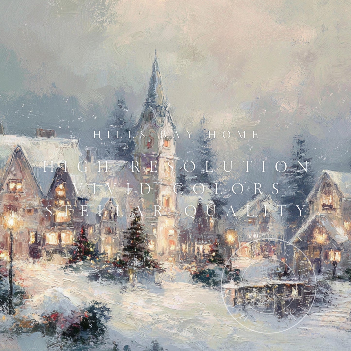 Snowy Christmas Village Landscape Frame Tv Art, Digital Download Art for Frame Tv, Winter Tv Art, Christmas Tv Art, Painting Frame Tv Art