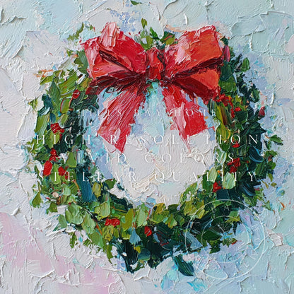 Christmas Wreath Frame Tv Art, Digital Download Art for Frame Tv, Winter Tv Art, Christmas Tv Art, Painting Frame Tv Art