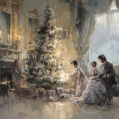 Classical Christmas Tree Frame Tv Art, Digital Download Art for Frame Tv, Winter Tv Art, Elegant Christmas Tv Art, Painting Frame Tv Art