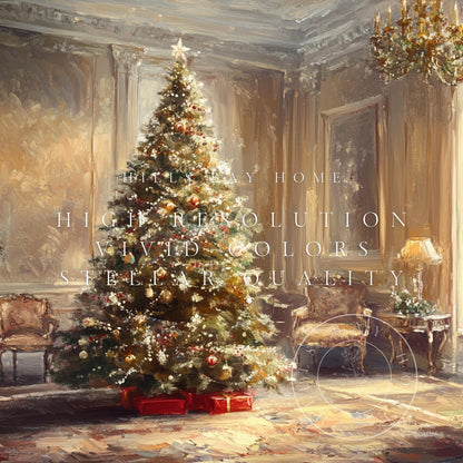 Classic Elegant Christmas Frame Tv Art, Digital Download Art for Frame Tv, Winter Tv Art, Elegant Christmas Tv Art, Painting Frame Tv Art