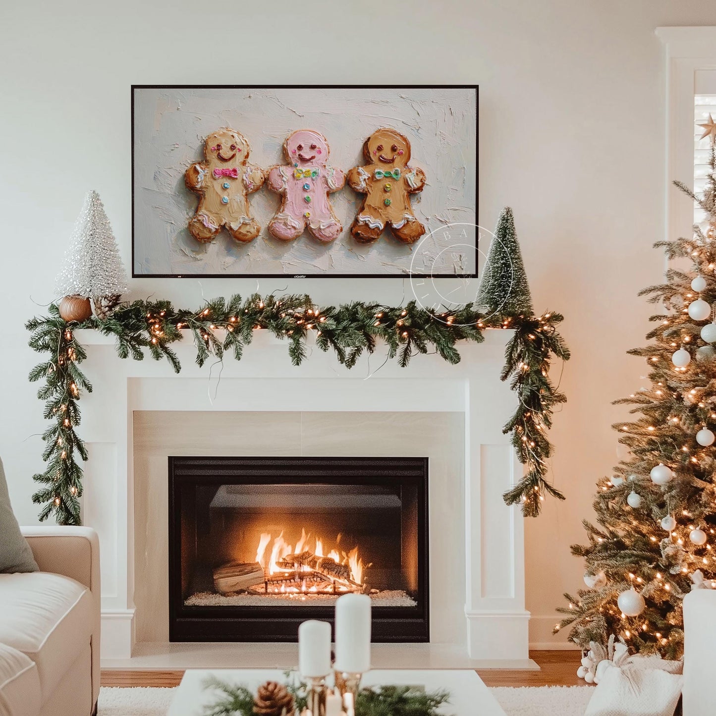 Gingerbread Man Christmas Frame Tv Art, Digital Download Art for Frame Tv, Christmas Cookies Tv Art, Christmas Tv Art, Painting Frame Tv Art