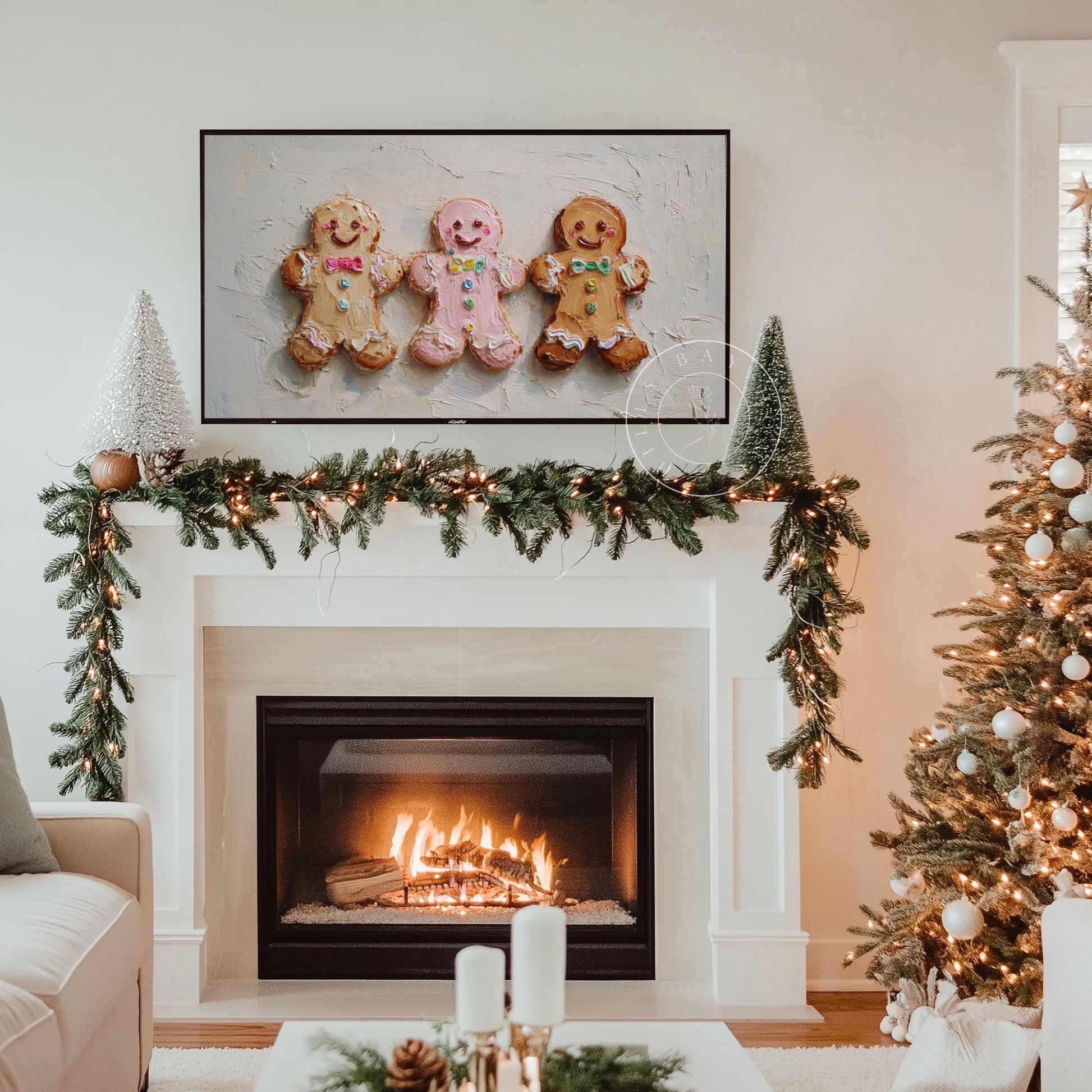 Gingerbread Man Christmas Frame Tv Art, Digital Download Art for Frame Tv, Christmas Cookies Tv Art, Christmas Tv Art, Painting Frame Tv Art