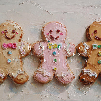 Gingerbread Man Christmas Frame Tv Art, Digital Download Art for Frame Tv, Christmas Cookies Tv Art, Christmas Tv Art, Painting Frame Tv Art