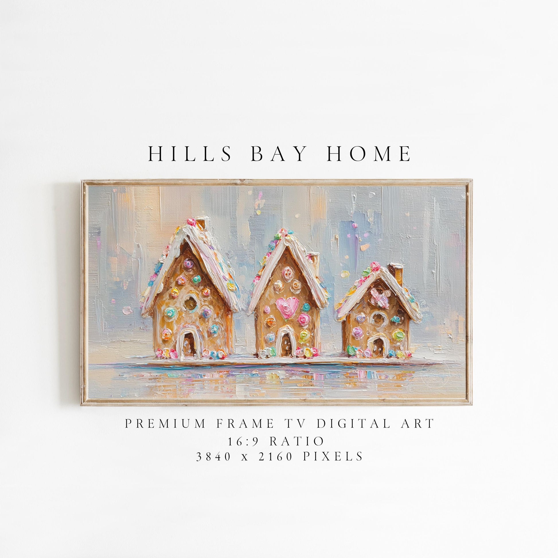 Gingerbread House Christmas Frame Tv Art, Digital Download Art for Frame Tv, Christmas Cookie Tv Art, Christmas Tv Art, Painting Tv Art