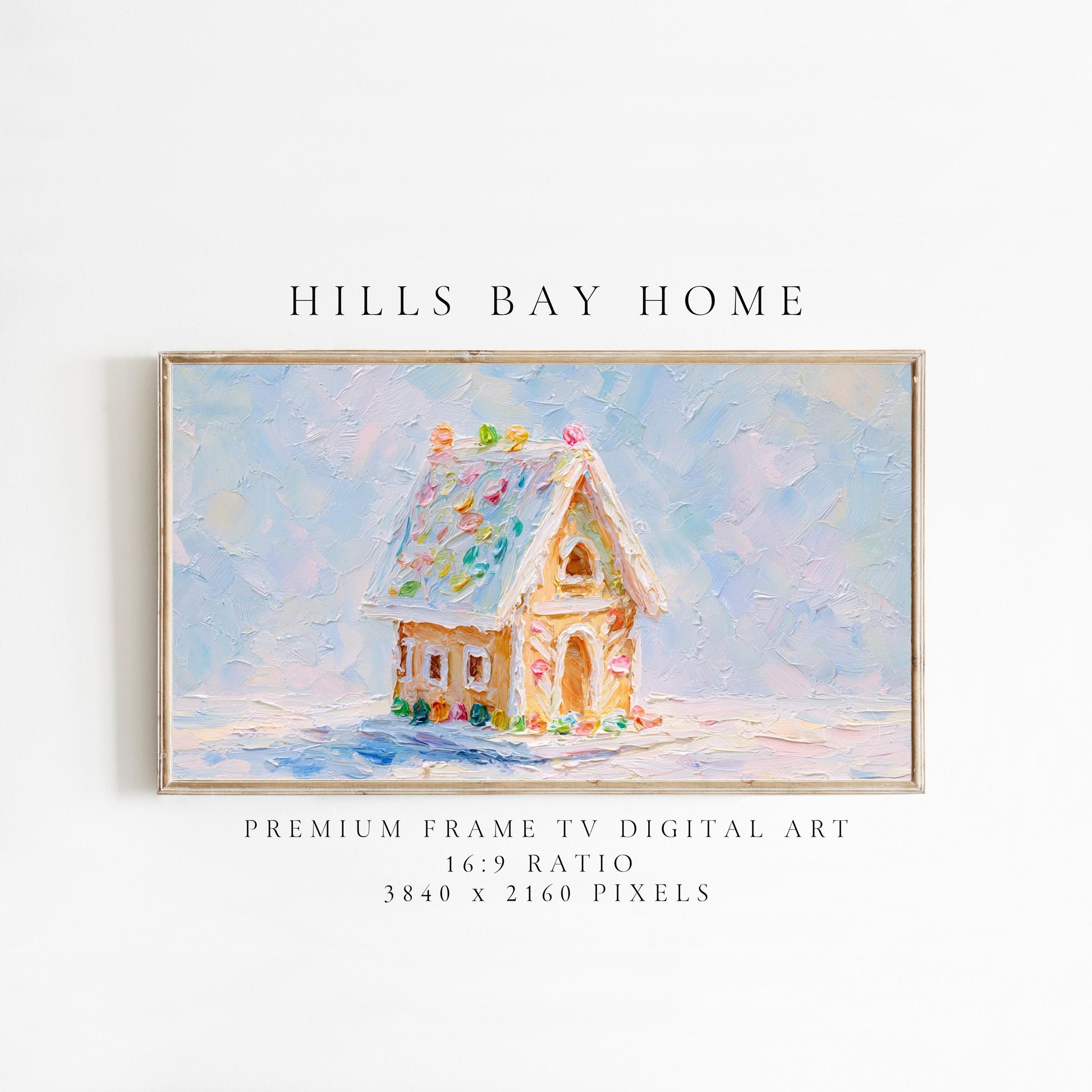 Cute Gingerbread House Christmas Frame Tv Art, Digital Download Art for Frame Tv, Christmas Cookie Tv Art, Christmas Tv Art, Painting Tv Art