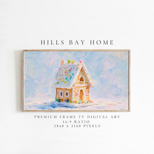 Cute Gingerbread House Christmas Frame Tv Art, Digital Download Art for Frame Tv, Christmas Cookie Tv Art, Christmas Tv Art, Painting Tv Art