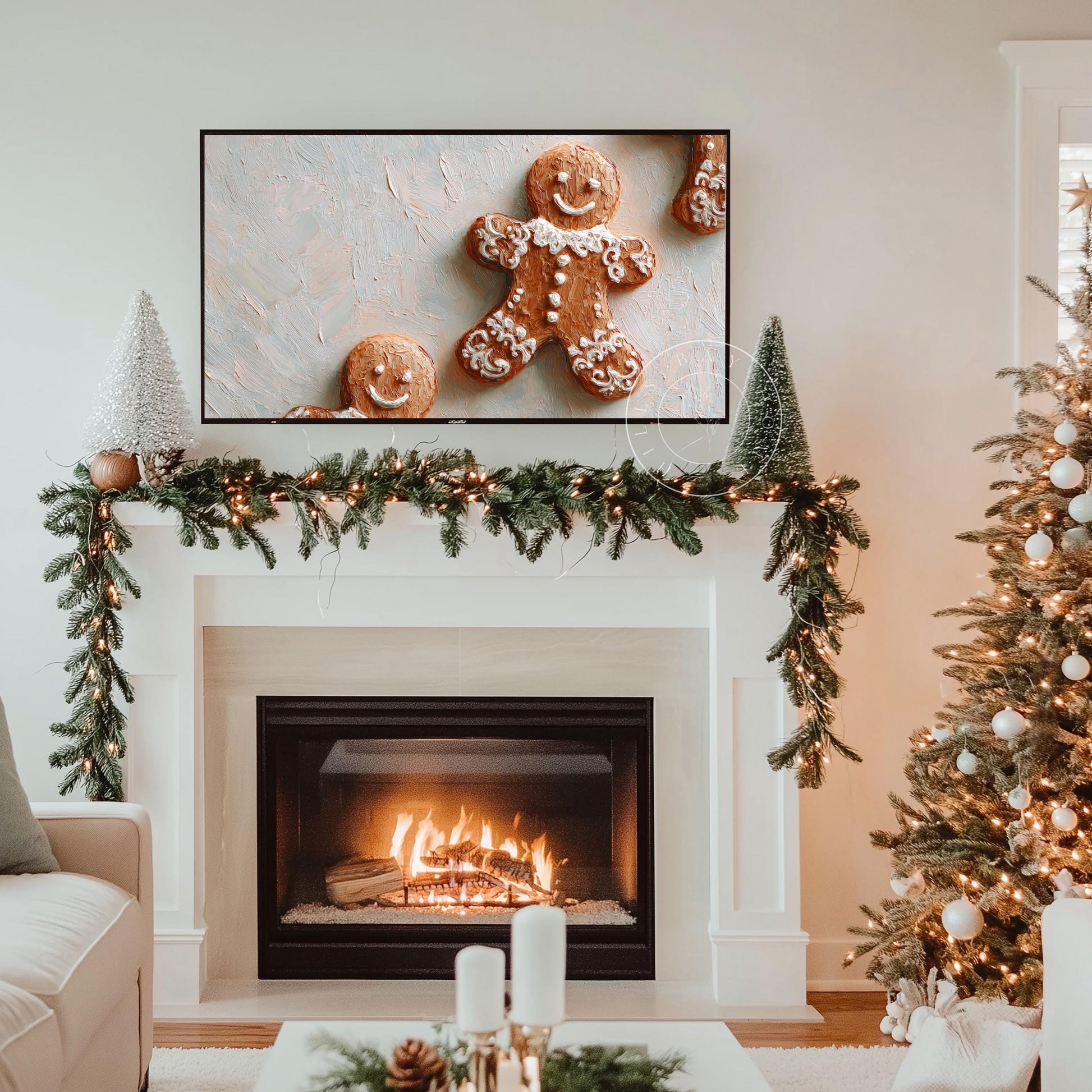 Gingerbread Man Christmas Frame Tv Art, Digital Download Art for Frame Tv, Christmas Cookies Tv Art, Christmas Tv Art, Painting Frame Tv Art