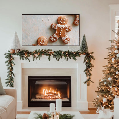 Gingerbread Man Christmas Frame Tv Art, Digital Download Art for Frame Tv, Christmas Cookies Tv Art, Christmas Tv Art, Painting Frame Tv Art