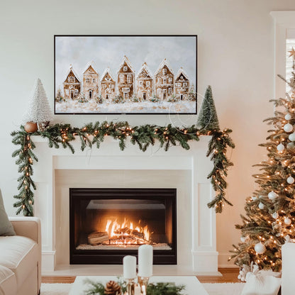 Gingerbread House Village Christmas Frame Tv Art, Digital Download Art Frame Tv, Christmas Cookie Tv Art, Christmas Tv Art, Painting Tv Art