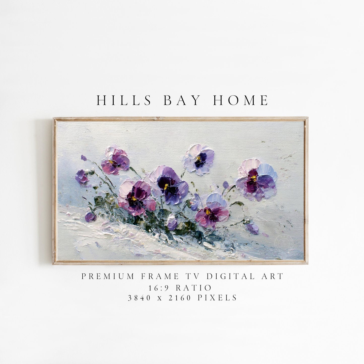 Winter Pansies Tv Art, Digital Download Art for Frame Tv, Winter Tv Art, Winter Florals Tv Art, Painting Frame Tv Art