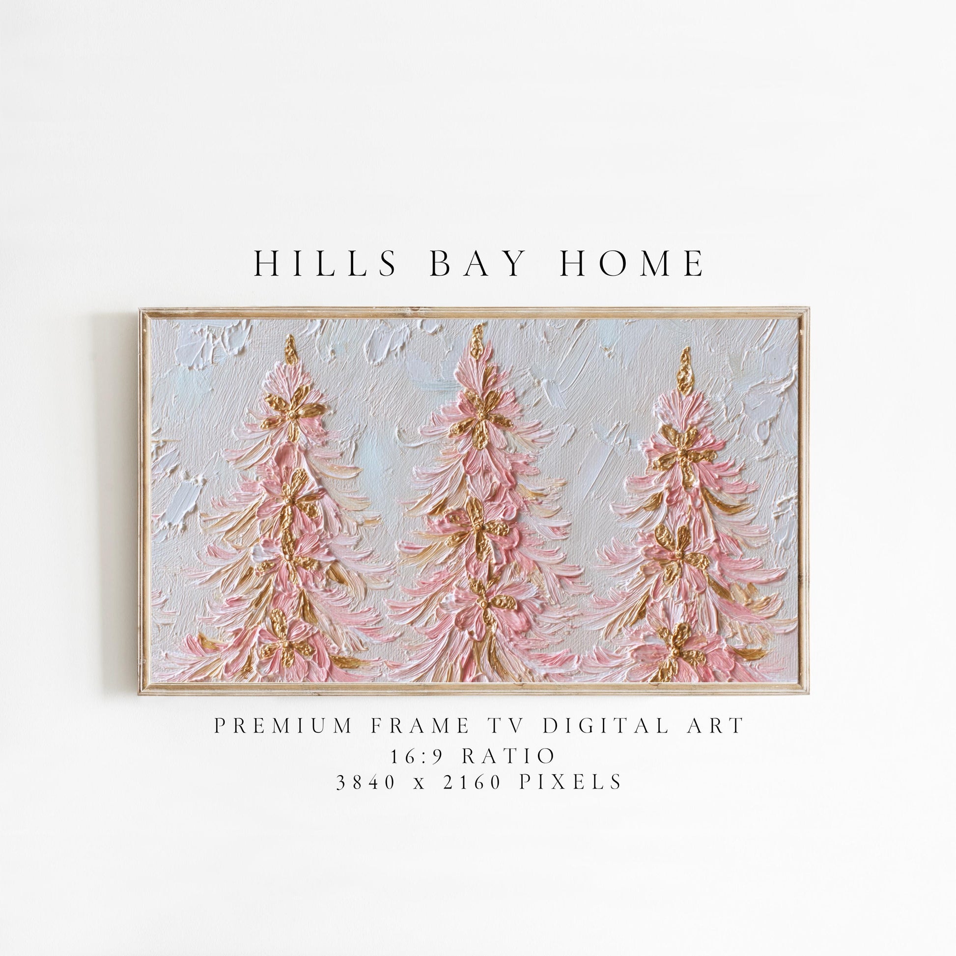 Pink Christmas Trees Tv Art, Digital Download Art for Frame Tv, Winter Tv Art, Pink Christmas Tv Art, Painting Frame Tv Art