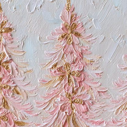 Pink Christmas Trees Tv Art, Digital Download Art for Frame Tv, Winter Tv Art, Pink Christmas Tv Art, Painting Frame Tv Art