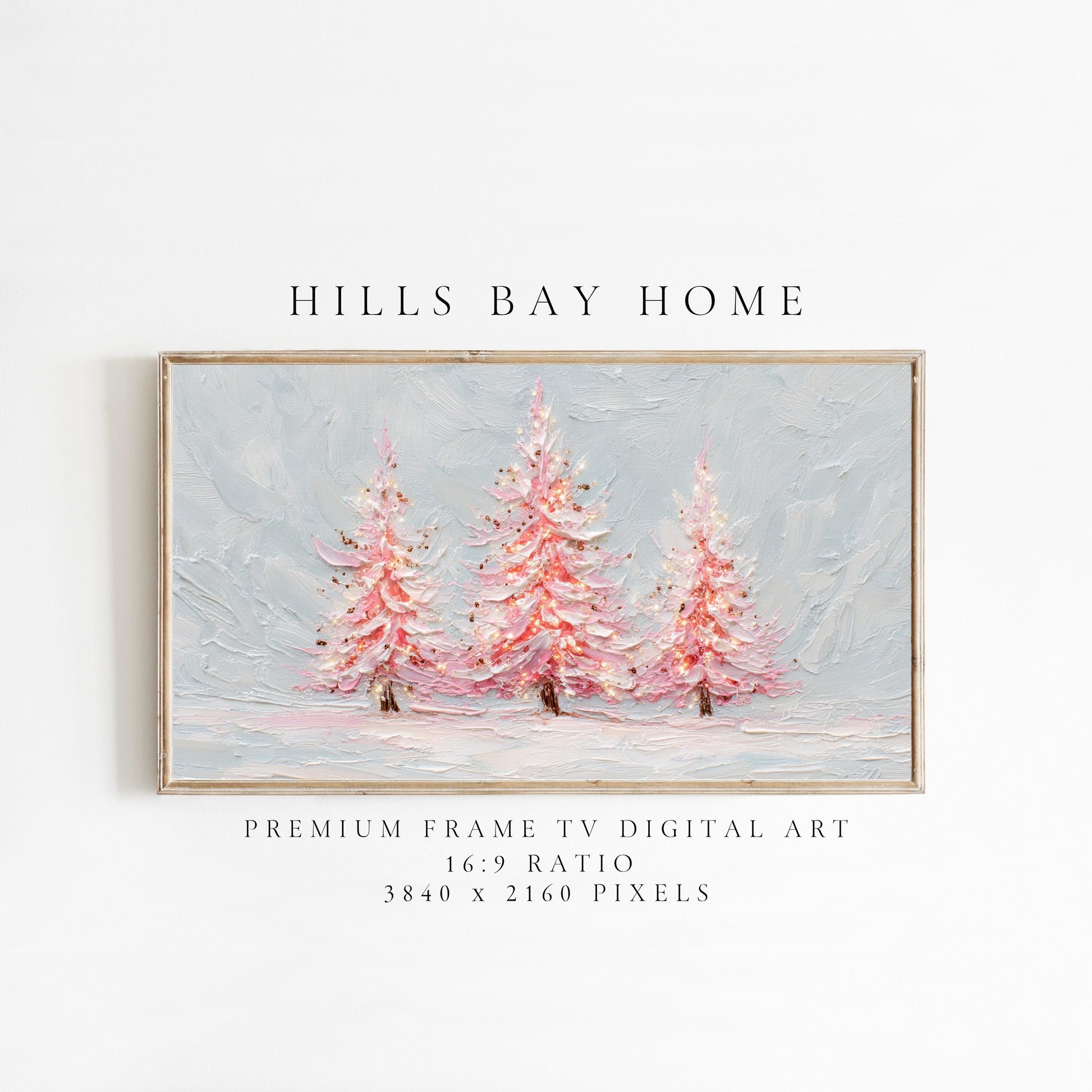 Pink Christmas Trees Tv Art, Digital Download Art for Frame Tv, Winter Tv Art, Pink Christmas Tv Art, Painting Frame Tv Art