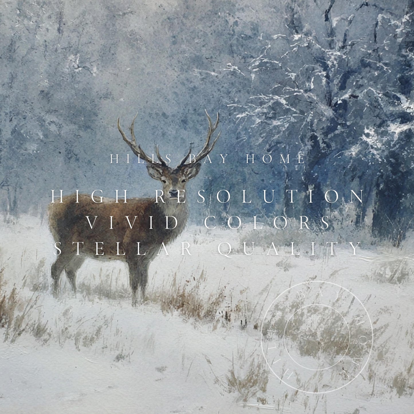 Deer in Snow Tv Art, Digital Download Art for Frame Tv, Winter Tv Art, Winter Animal Tv Art, Painting Frame Tv Art