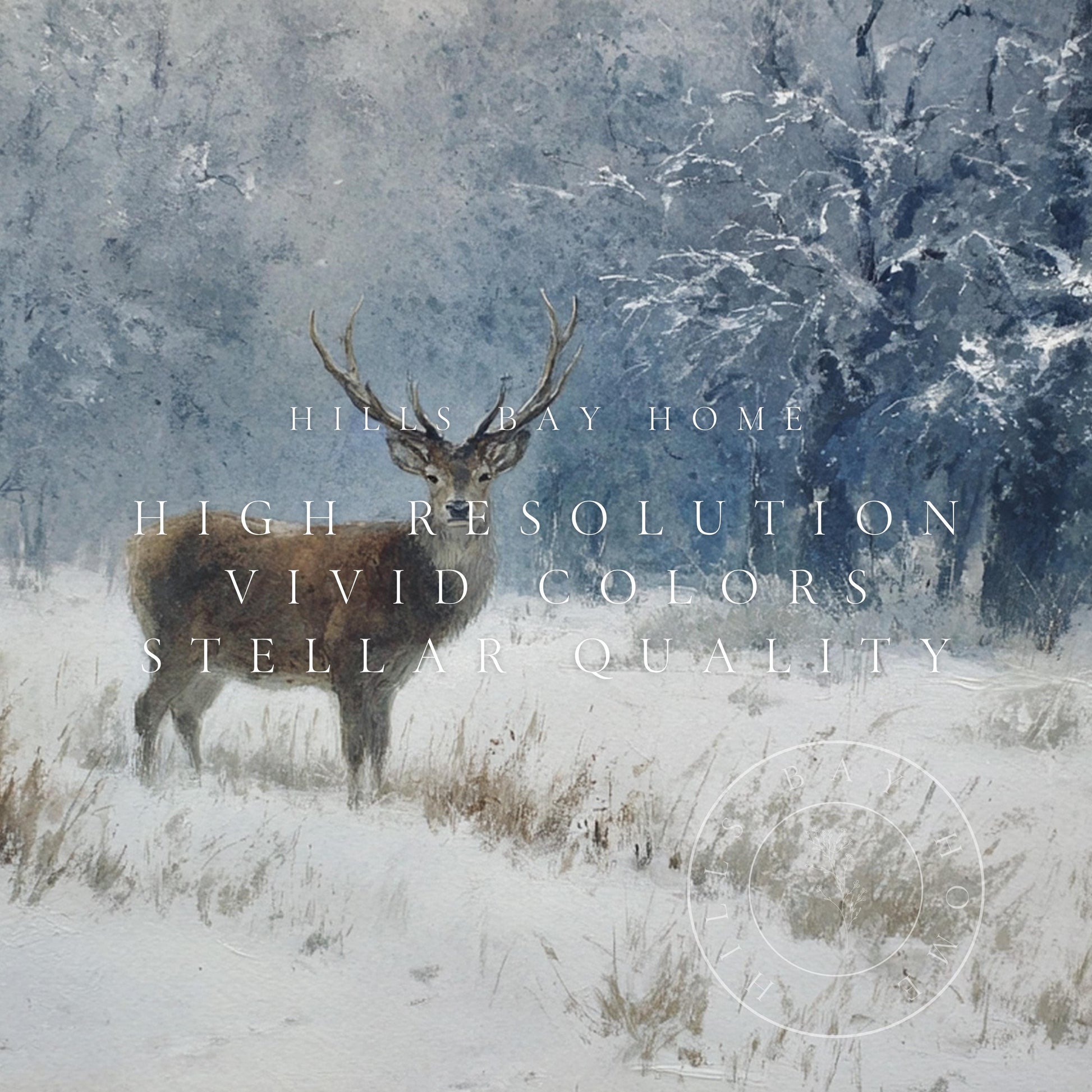 Deer in Snow Tv Art, Digital Download Art for Frame Tv, Winter Tv Art, Winter Animal Tv Art, Painting Frame Tv Art