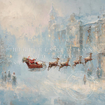 Santa's Sleigh Frame Tv Art, Digital Download Art for Frame Tv, Winter Tv Art, Christmas Tv Art, Painting Frame Tv Art
