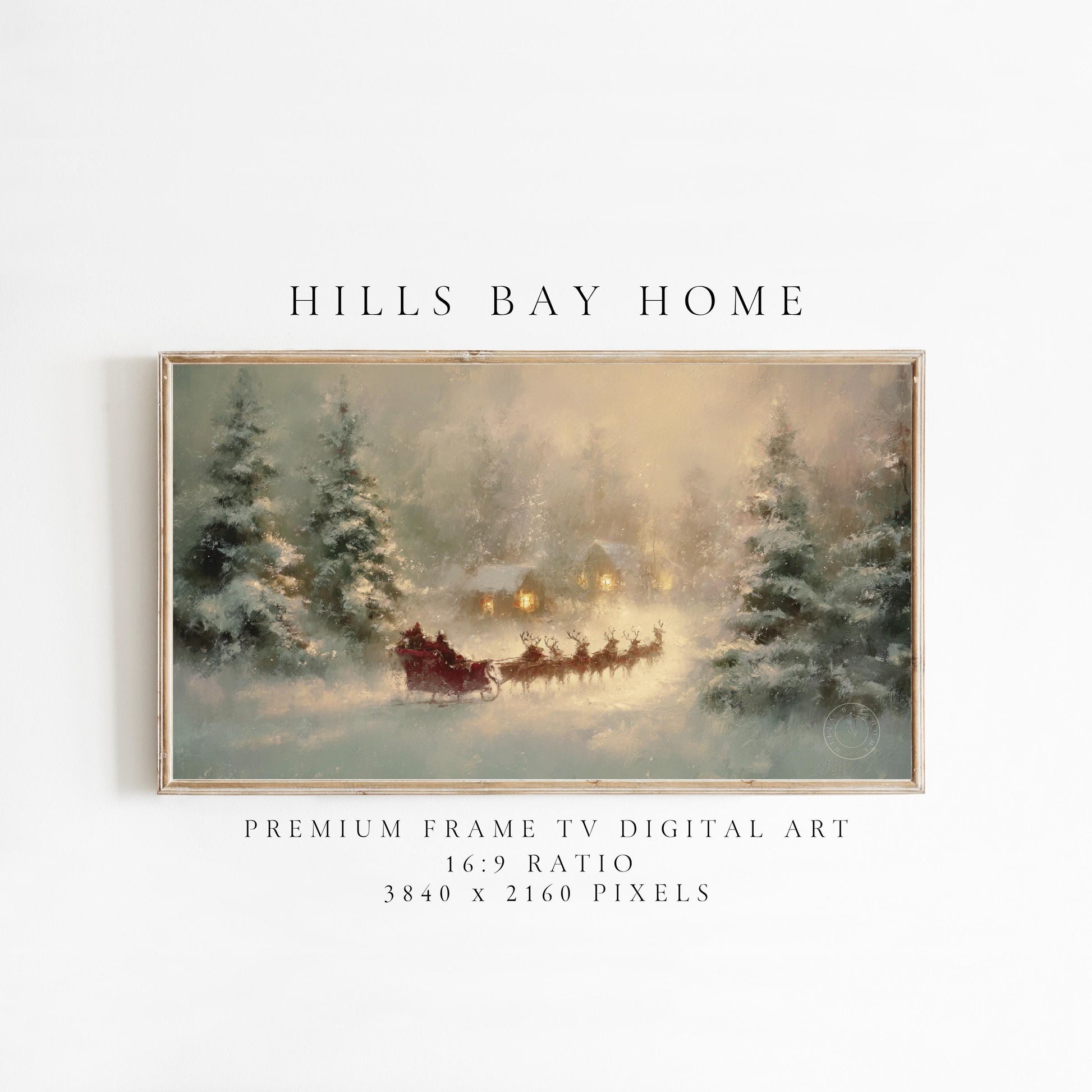 Santa's Sleigh Frame Tv Art, Digital Download Art for Frame Tv, Winter Tv Art, Christmas Tv Art, Painting Frame Tv Art