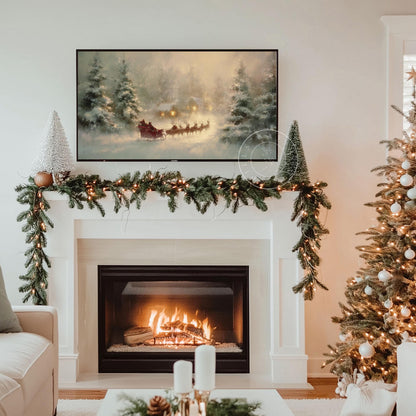 Santa's Sleigh Frame Tv Art, Digital Download Art for Frame Tv, Winter Tv Art, Christmas Tv Art, Painting Frame Tv Art