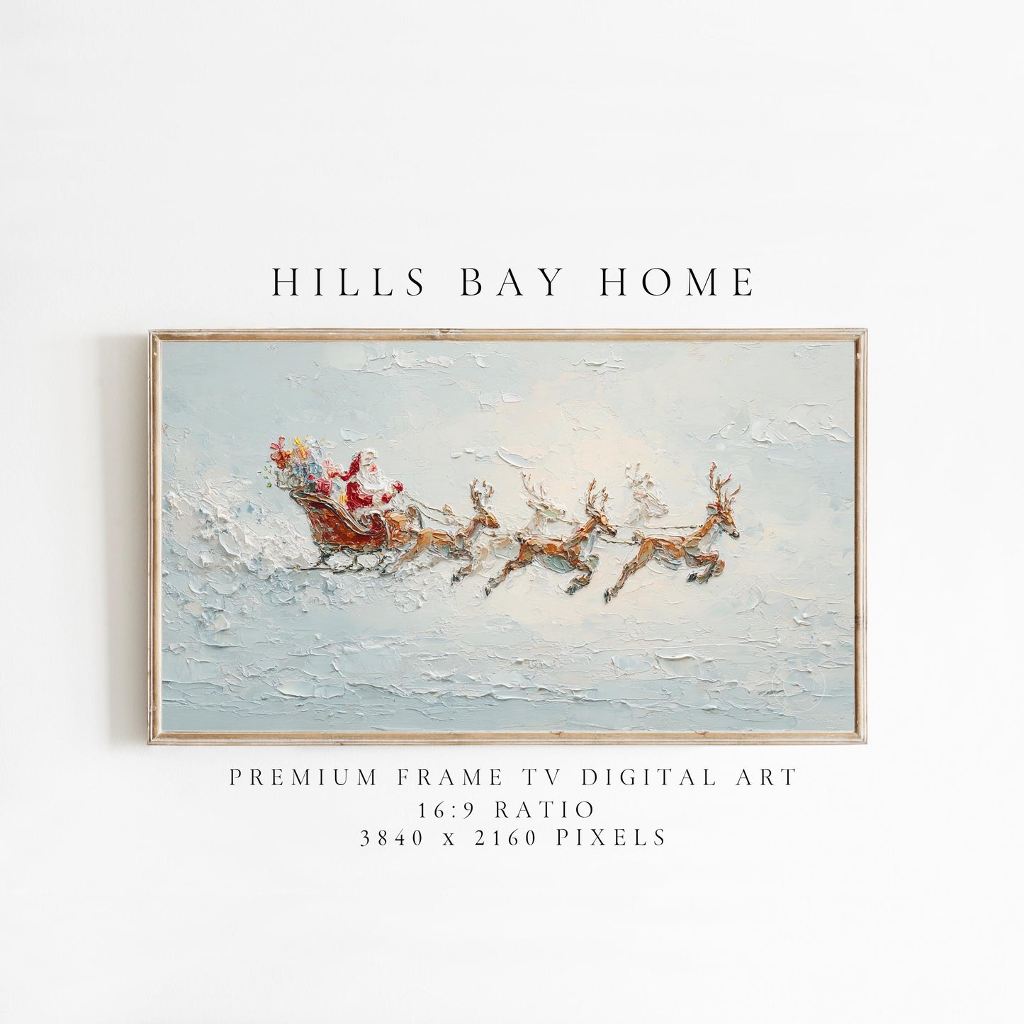 Santa's Sleigh Frame Tv Art, Digital Download Art for Frame Tv, Winter Tv Art, Christmas Tv Art, Painting Frame Tv Art