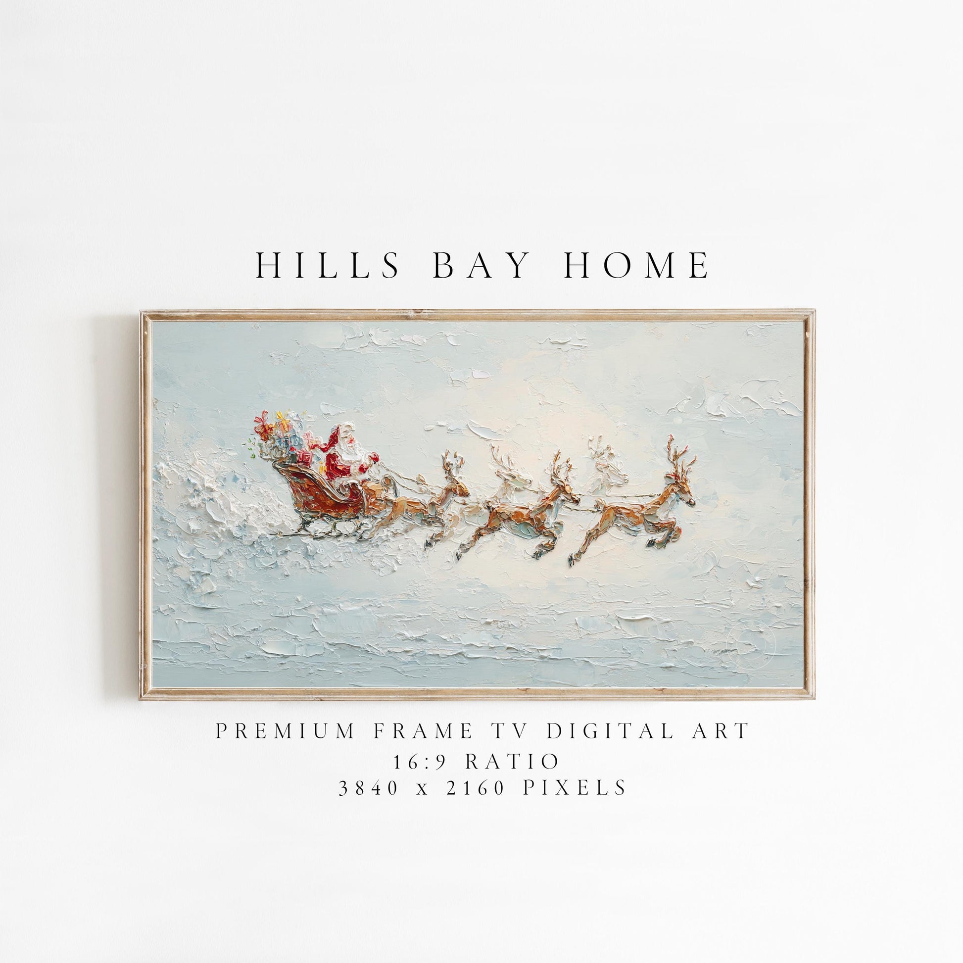 Santa's Sleigh Frame Tv Art, Digital Download Art for Frame Tv, Winter Tv Art, Christmas Tv Art, Painting Frame Tv Art