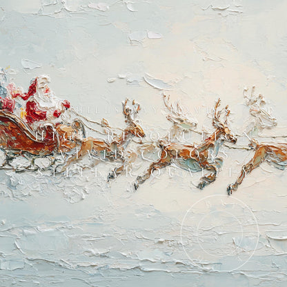 Santa's Sleigh Frame Tv Art, Digital Download Art for Frame Tv, Winter Tv Art, Christmas Tv Art, Painting Frame Tv Art