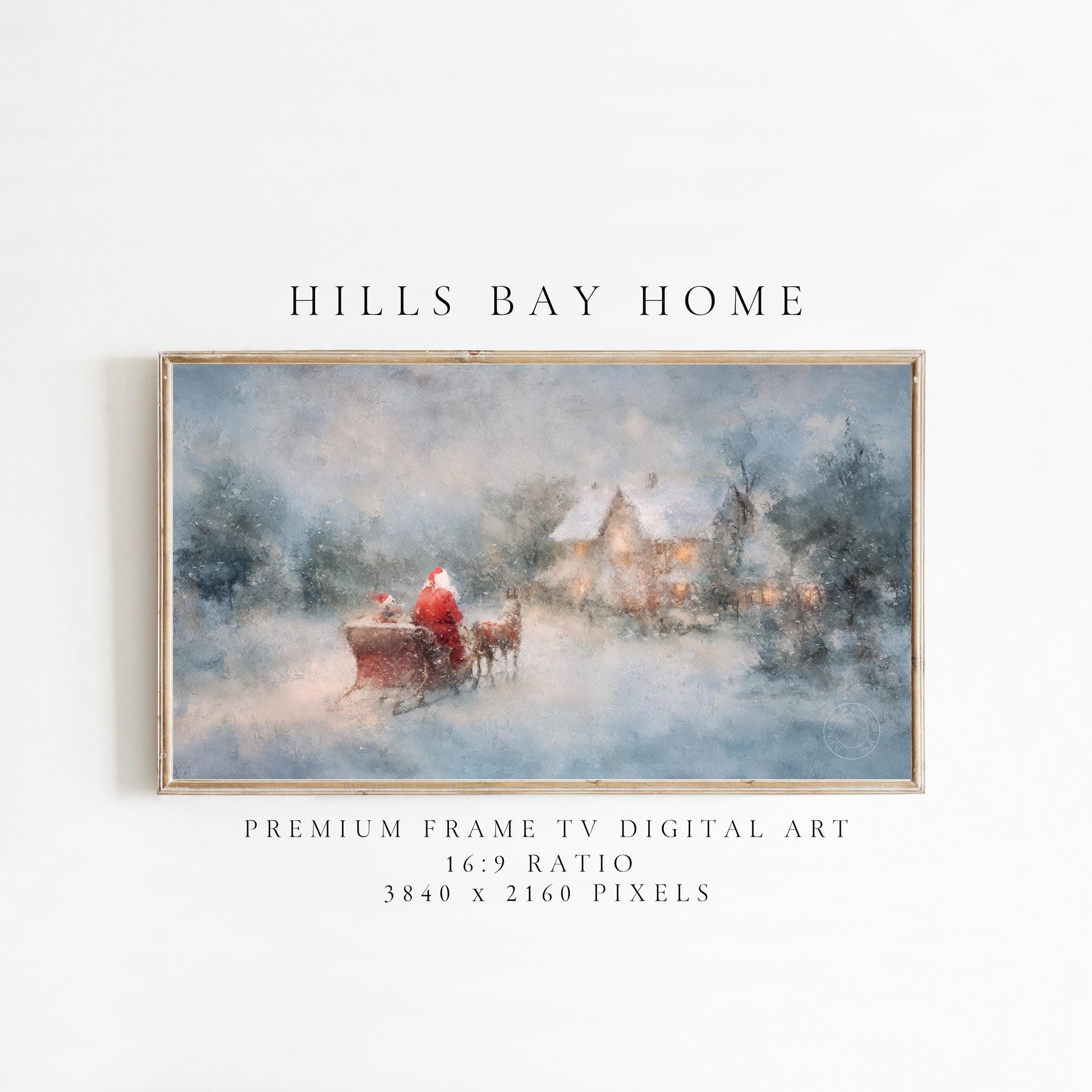 Santa's Sleigh Frame Tv Art, Digital Download Art for Frame Tv, Winter Tv Art, Christmas Tv Art, Painting Frame Tv Art