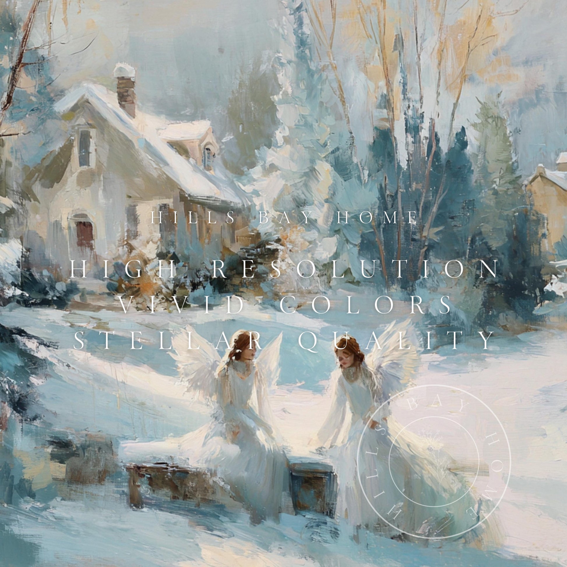 Snow Angels Frame Tv Art, Digital Download Art for Frame Tv, Christian Tv Art, Christmas Tv Art, Painting Frame Tv Art