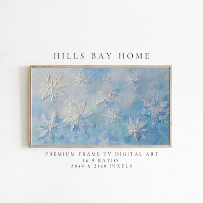 Snowflake Frame Tv Art, Digital Download Art for Frame Tv, Winter Tv Art, Snow Tv Art, Painting Frame Tv Art