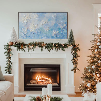 Snowflake Frame Tv Art, Digital Download Art for Frame Tv, Winter Tv Art, Snow Tv Art, Painting Frame Tv Art