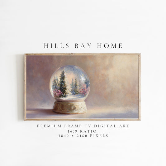 Snow Globe Frame Tv Art, Digital Download Art for Frame Tv, Winter Tv Art, Christmas Tv Art, Painting Frame Tv Art