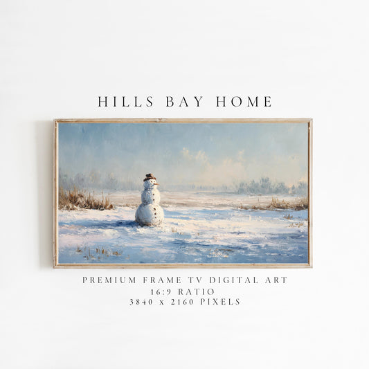 Snowman Frame Tv Art, Digital Download Art for Frame Tv, Winter Tv Art, Christmas Tv Art, Painting Frame Tv Art