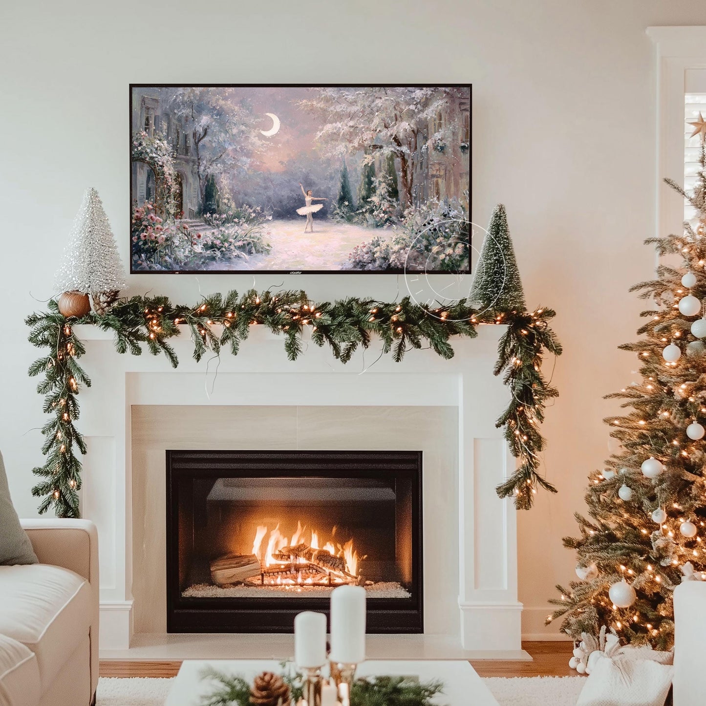 Winter Ballerina Frame Tv Art, Digital Download Art for Frame Tv, Winter Tv Art, Dreamy Winter Tv Art, Painting Frame Tv Art