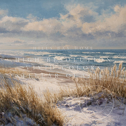 Winter Coastal Frame Tv Art, Digital Download Art for Frame Tv, Winter Tv Art, Snowy Beach Tv Art, Painting Frame Tv Art