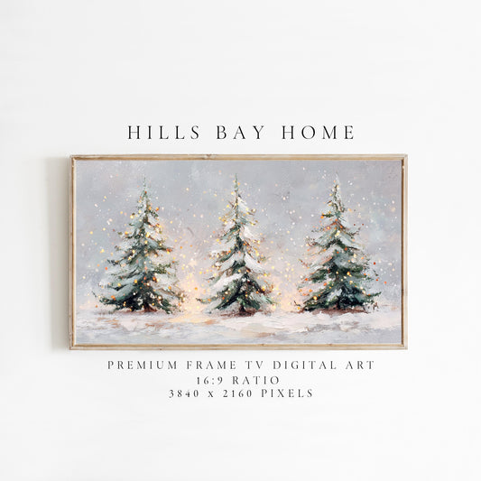 Christmas Trees Frame Tv Art, Digital Download Art for Frame Tv, Winter Tv Art, Christmas Tv Art, Painting Frame Tv Art
