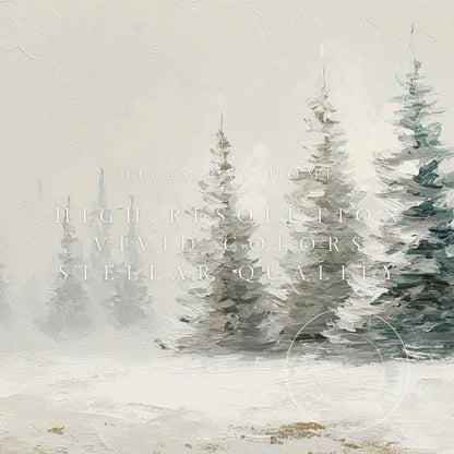 Snowy Trees Frame Tv Art, Digital Download Art for Frame Tv, Snowy Pines Tv Art, Christmas Tv Art, Painting Frame Tv Art