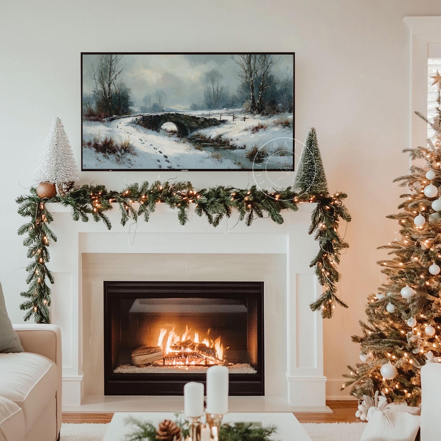 Winter Landscape Frame Tv Art, Digital Download Art for Frame Tv, Snow Tv Art, Christmas Tv Art, Painting Frame Tv Art