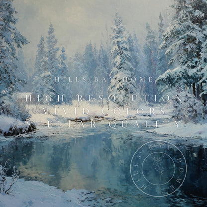 Winter Landscape Frame Tv Art, Digital Download Art for Frame Tv, Snow Tv Art, Christmas Tv Art, Painting Frame Tv Art