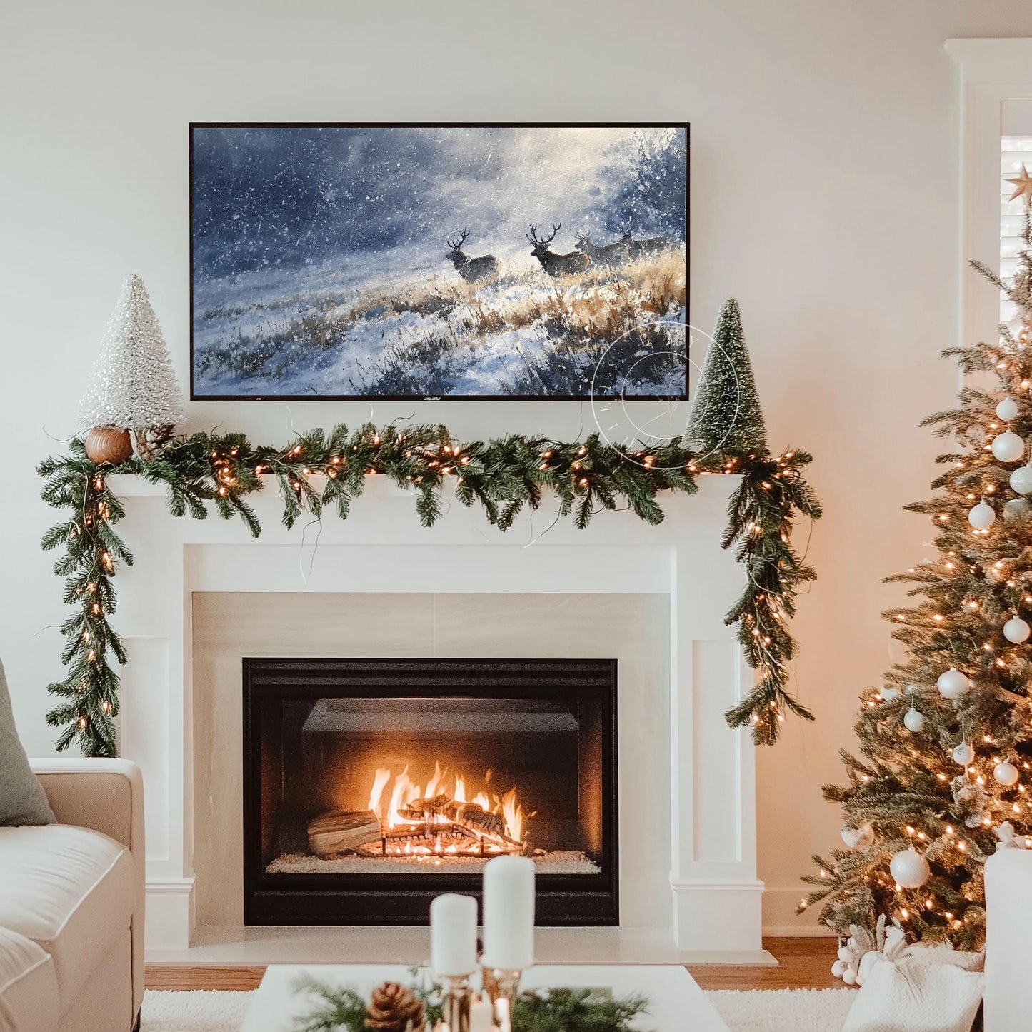 Winter Landscape Frame Tv Art, Digital Download Art for Frame Tv, Snow Tv Art, Christmas Tv Art, Painting Frame Tv Art