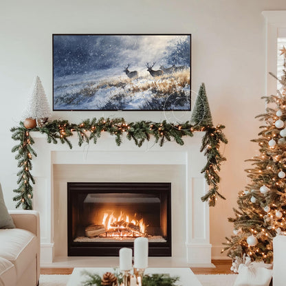 Winter Landscape Frame Tv Art, Digital Download Art for Frame Tv, Snow Tv Art, Christmas Tv Art, Painting Frame Tv Art
