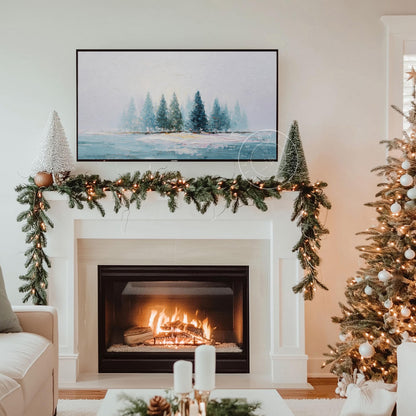 Winter Evergreens Frame Tv Art, Digital Download Art for Frame Tv, Snow Tv Art, Christmas Tv Art, Painting Frame Tv Art