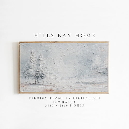 Snowy Landscape Frame Tv Art, Digital Download Art for Frame Tv, Snow Tv Art, Christmas Tv Art, Painting Frame Tv Art