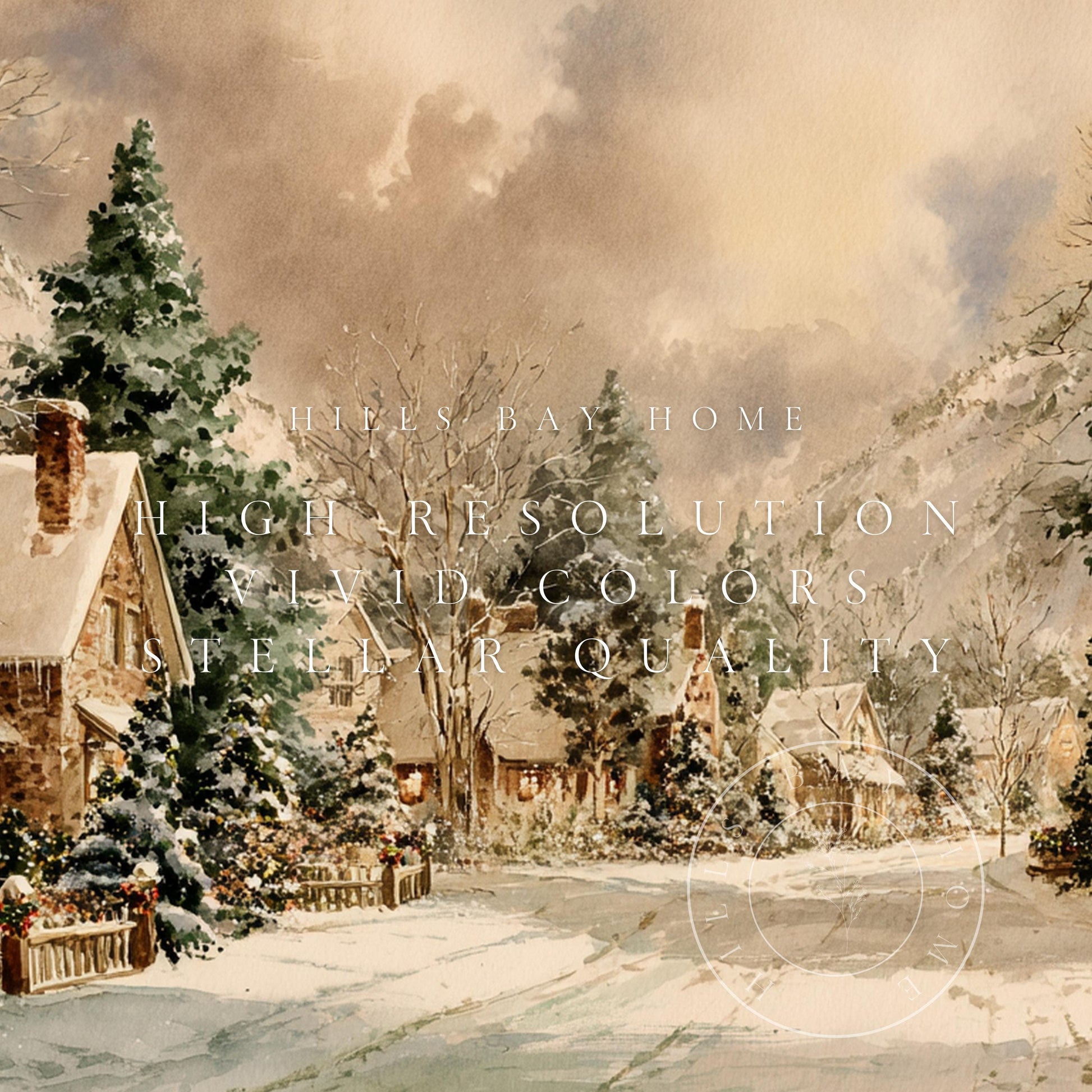 Snowy Village Landscape Frame Tv Art, Digital Download Art for Frame Tv, Winter Tv Art, Christmas Tv Art, Painting Frame Tv Art